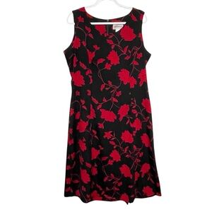 Studio 1 Bold Floral Maxi Dress Silky Black Red Whimisigoth Fairy Goth Size 16